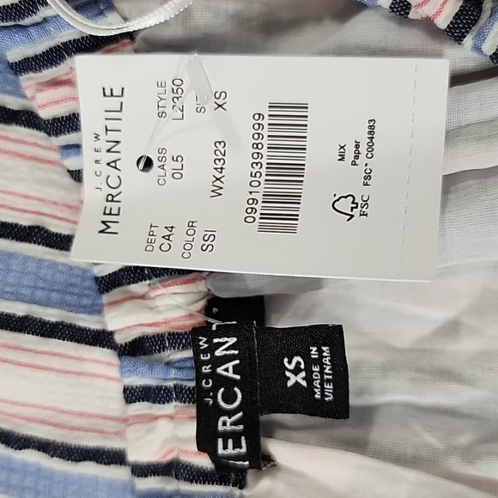 J. Crew Mercantile Off TheShoulder Striped Peasant Dress Size XS NWT - Picture 13 of 16